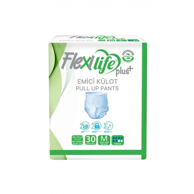 Flexilife Plus Ped Emici Külot Yetişkin Hasta Bezi Medium Boy 30 Lu 1 Paket