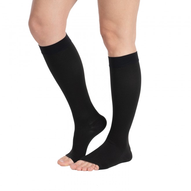 CCL2 Diz Altı Burnu Açık Çorap (Siyah)